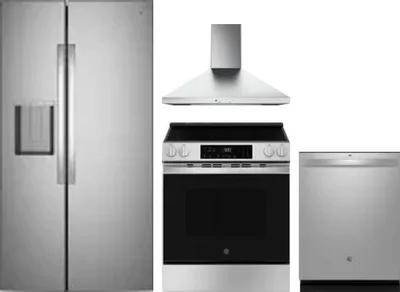 4 Piece Package Includes Refrigerator, Range, Hood And Dishwasher