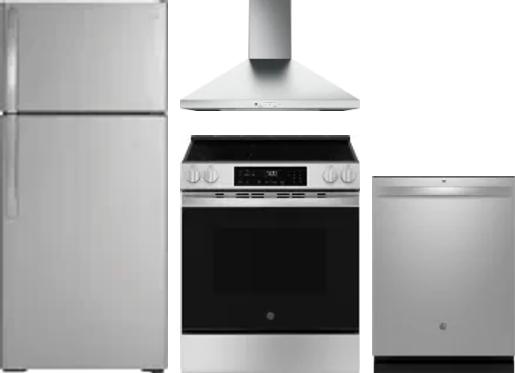 4 Piece Package Includes Refrigerator, Range, Hood And Dishwasher