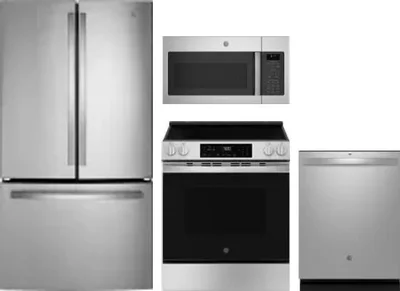 4 Piece Package Includes Refrigerator, Range, Microwave And Dishwasher