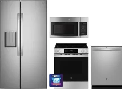 4 Piece Package Includes Refrigerator, Range, Microwave And Dishwasher
