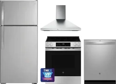 4 Piece Package Includes Refrigerator, Range, Hood And Dishwasher
