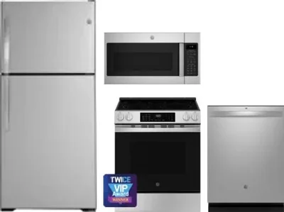 4 Piece Package Includes Refrigerator, Range, Microwave And Dishwasher