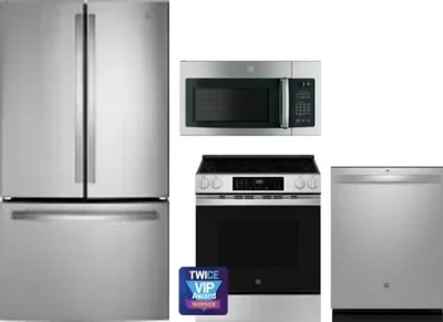 4 Piece Package Includes Refrigerator, Range, Microwave And Dishwasher