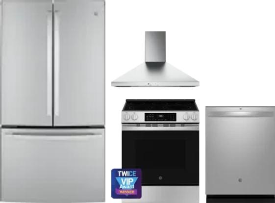 4 Piece Package Includes Refrigerator, Range, Hood And Dishwasher