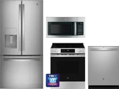 4 Piece Package Includes Refrigerator, Range, Microwave And Dishwasher
