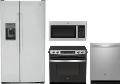 4 Piece Package Includes Refrigerator, Range, Microwave And Dishwasher