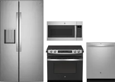 4 Piece Package Includes Refrigerator, Range, Microwave And Dishwasher