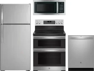 4 Piece Package Includes Refrigerator, Range, Microwave And Dishwasher