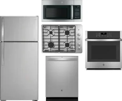5 Piece Package Includes Refrigerator, Cooktop, Wall Oven, Microwave And Dishwasher