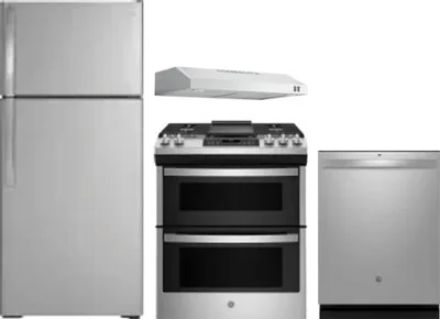 4 Piece Package Includes Refrigerator, Range, Hood And Dishwasher