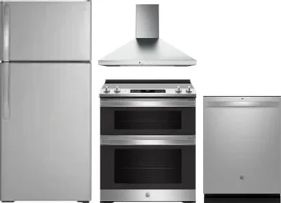 4 Piece Package Includes Refrigerator, Range, Hood And Dishwasher