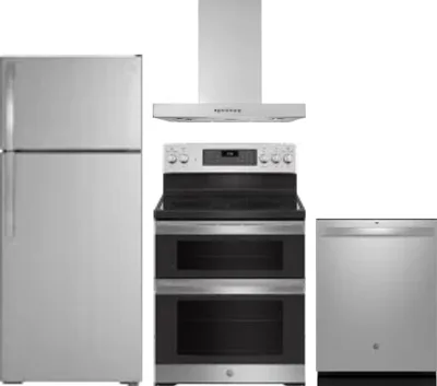 4 Piece Package Includes Refrigerator, Range, Hood And Dishwasher