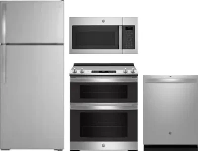4 Piece Package Includes Refrigerator, Range, Microwave And Dishwasher
