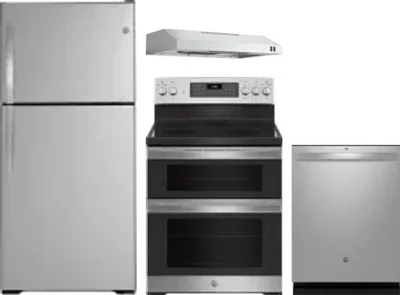 4 Piece Package Includes Refrigerator, Range, Hood And Dishwasher