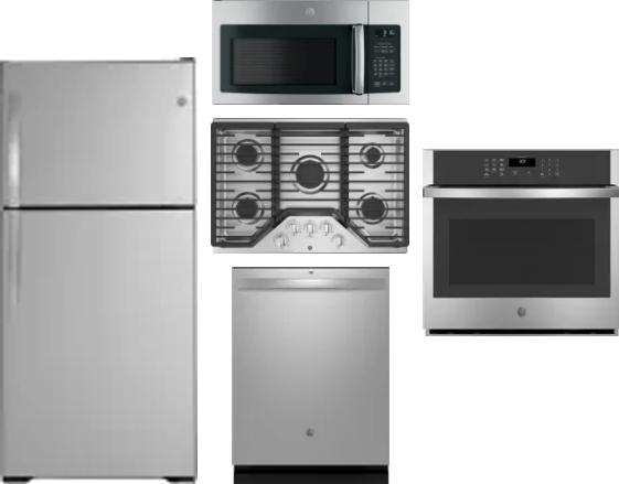 5 Piece Package Includes Refrigerator, Cooktop, Wall Oven, Microwave And Dishwasher