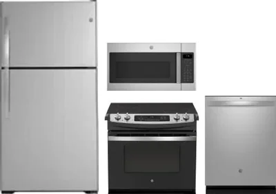 4 Piece Package Includes Refrigerator, Range, Microwave And Dishwasher