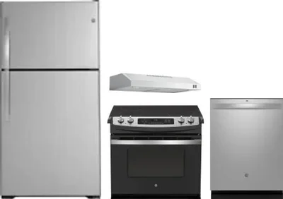 4 Piece Package Includes Refrigerator, Range, Hood And Dishwasher