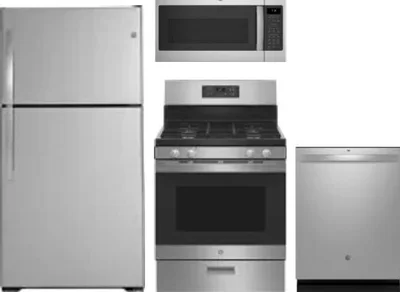 4 Piece Package Includes Refrigerator, Range, Microwave And Dishwasher