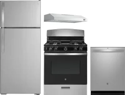 4 Piece Package Includes Refrigerator, Range, Hood And Dishwasher