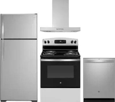 4 Piece Package Includes Refrigerator, Range, Hood And Dishwasher
