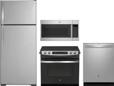 4 Piece Package Includes Refrigerator, Range, Microwave And Dishwasher