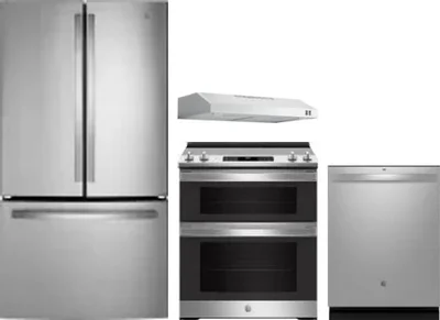 4 Piece Package Includes Refrigerator, Range, Hood And Dishwasher