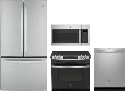 4 Piece Package Includes Refrigerator, Range, Microwave And Dishwasher