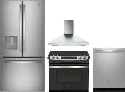 4 Piece Package Includes Refrigerator, Range, Hood And Dishwasher