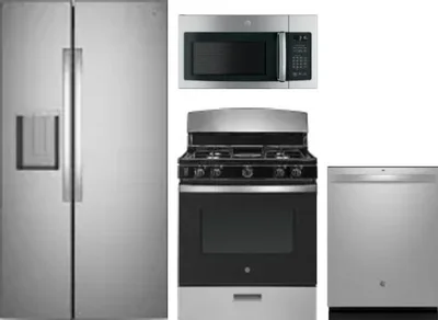 4 Piece Package Includes Refrigerator, Range, Microwave And Dishwasher