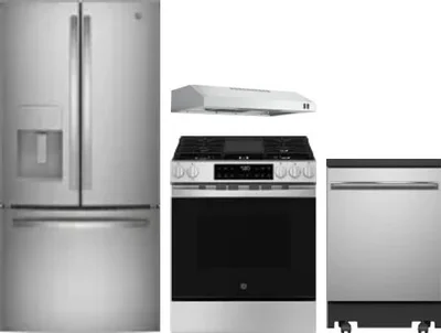 4 Piece Package Includes Refrigerator, Range, Hood And Dishwasher
