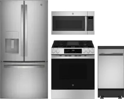 4 Piece Package Includes Refrigerator, Range, Microwave And Dishwasher