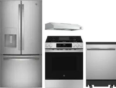4 Piece Package Includes Refrigerator, Range, Hood And Dishwasher