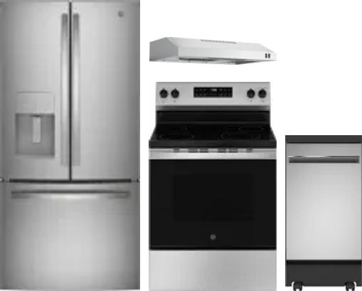 4 Piece Package Includes Refrigerator, Range, Hood And Dishwasher