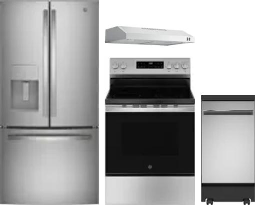 4 Piece Package Includes Refrigerator, Range, Hood And Dishwasher