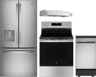 4 Piece Package Includes Refrigerator, Range, Hood And Dishwasher