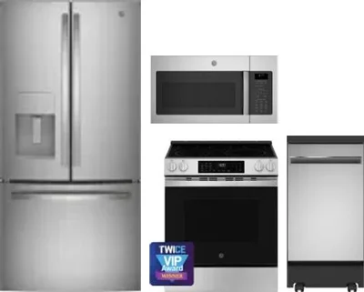 4 Piece Package Includes Refrigerator, Range, Microwave And Dishwasher