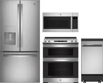 4 Piece Package Includes Refrigerator, Range, Microwave And Dishwasher