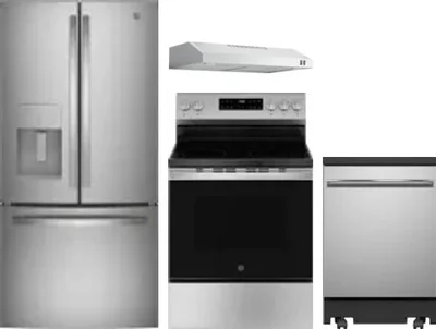 4 Piece Package Includes Refrigerator, Range, Hood And Dishwasher