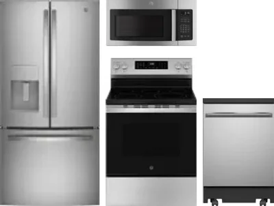 4 Piece Package Includes Refrigerator, Range, Microwave And Dishwasher