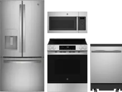 4 Piece Package Includes Refrigerator, Range, Microwave And Dishwasher