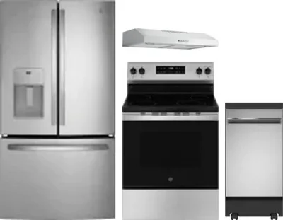 4 Piece Package Includes Refrigerator, Range, Hood And Dishwasher