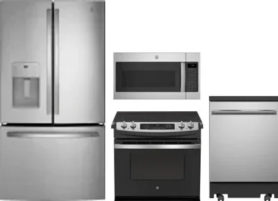 4 Piece Package Includes Refrigerator, Range, Microwave And Dishwasher