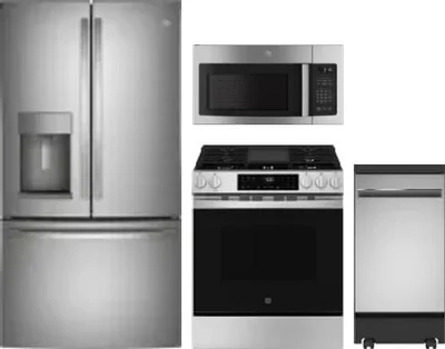 4 Piece Package Includes Refrigerator, Range, Microwave And Dishwasher