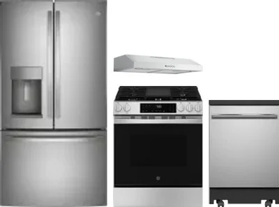 4 Piece Package Includes Refrigerator, Range, Hood And Dishwasher