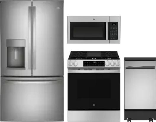 4 Piece Package Includes Refrigerator, Range, Microwave And Dishwasher