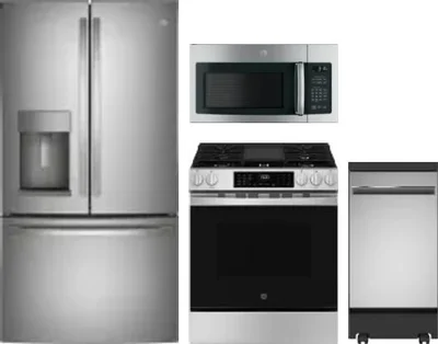 4 Piece Package Includes Refrigerator, Range, Microwave And Dishwasher