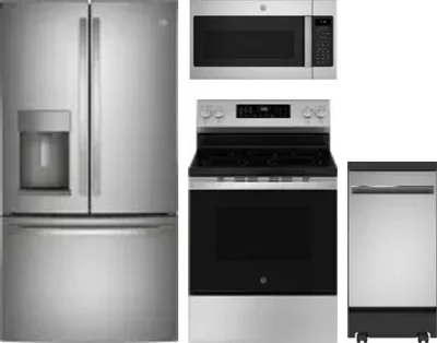 4 Piece Package Includes Refrigerator, Range, Microwave And Dishwasher