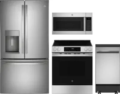 4 Piece Package Includes Refrigerator, Range, Microwave And Dishwasher
