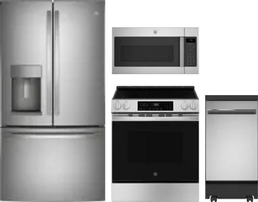 4 Piece Package Includes Refrigerator, Range, Microwave And Dishwasher