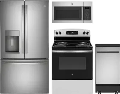 4 Piece Package Includes Refrigerator, Range, Microwave And Dishwasher
